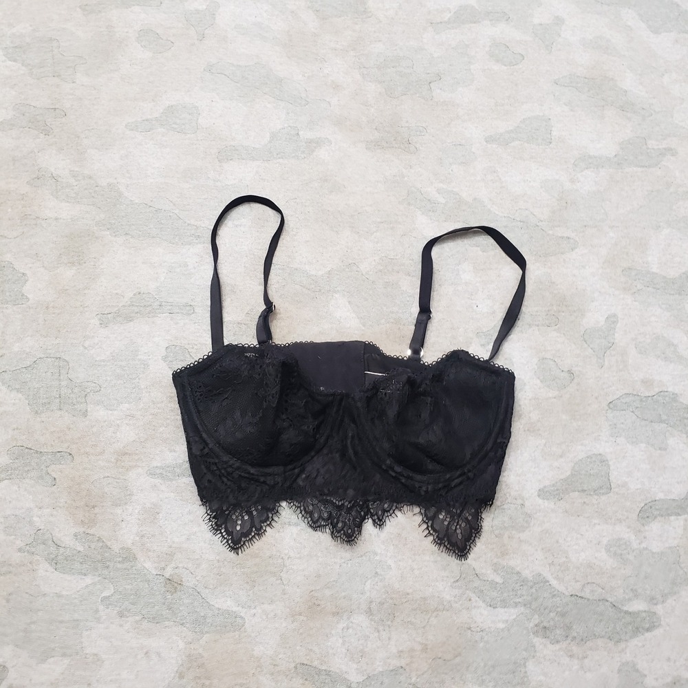 Victoria's Secret Bra Women 32C Black Lace Dream Angels Push Up